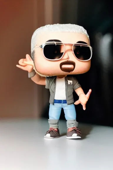 Image similar to “ very photorealistic photo of a hasan piker funko pop on a white background, award - winning details ”