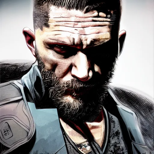 Image similar to Tom Hardy in wolverine suit Digital art 4K quality Photorealism