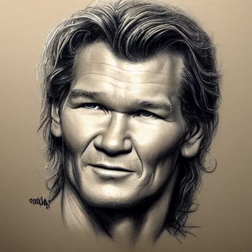 Image similar to amazing lifelike award winning pencil illustration of Patrick Swayze as Vida Boheme trending on art station artgerm Greg rutkowski cinematic