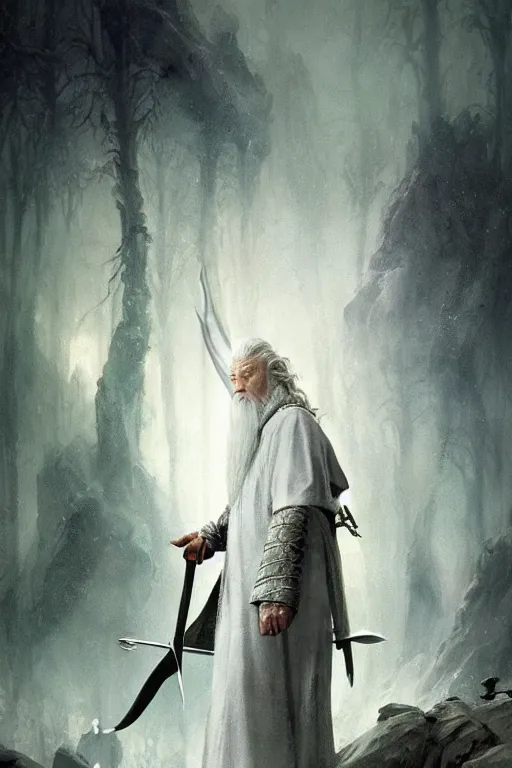 Image similar to gandalf the white, sorcerer, lord of the rings, tattoo, decorated ornaments by carl spitzweg, ismail inceoglu, vdragan bibin, hans thoma, greg rutkowski, alexandros pyromallis, perfect face, fine details, realistic shaded