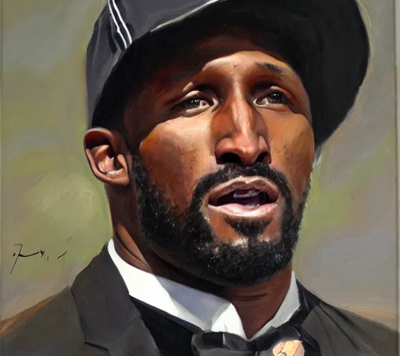 Prompt: ray lewis yelling at women's tennis, impassioned, oil canvas, portrait by william sidney mount, trending on artstation