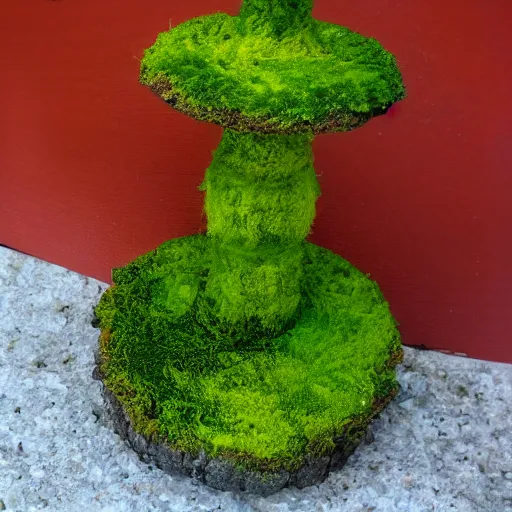 Prompt: radial statue with yellow moss