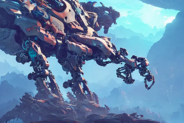 Image similar to sawtooth machine mecha animal beast robot of horizon forbidden west horizon zero dawn bioluminiscence, behance hd by jesper ejsing, by rhads, makoto shinkai and lois van baarle, ilya kuvshinov, rossdraws global illumination