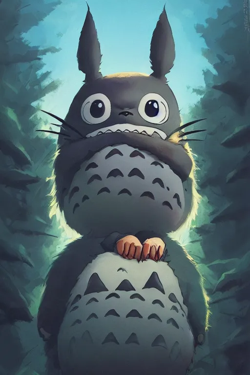 Prompt: Horror Totoro portrait, by Jesper Ejsing, RHADS, Makoto Shinkai and Lois van baarle, ilya kuvshinov, rossdraws global illumination