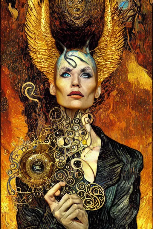 Image similar to character art the contra bill rizer, by karol bak, jean deville, gustav klimt, and vincent van gogh, trickster, enigma, destiny, poe's angel, surreality, inspiration, muse, otherworldly, fractal structures, arcane, ornate gilded medival icon, spirals