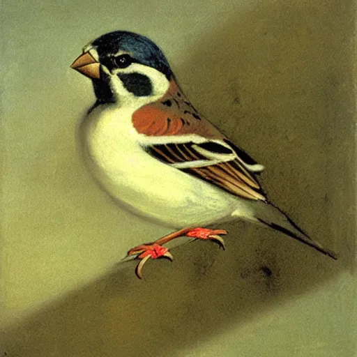 Prompt: a sparrow, by Francisco de Goya and Diego Velazquez, oil on canvas