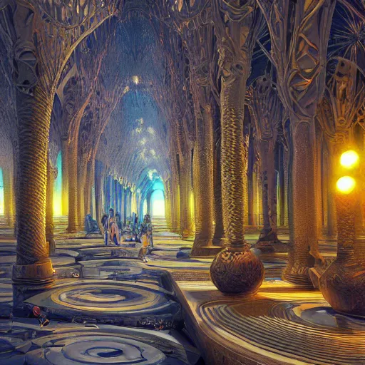 Prompt: art city 8 k cryengine render by android jones, antoni gaudi, rob gonsalves, syd mead