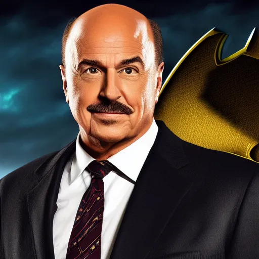 Image similar to Dr. Phil as Batman, digital art, very detailed, 4k