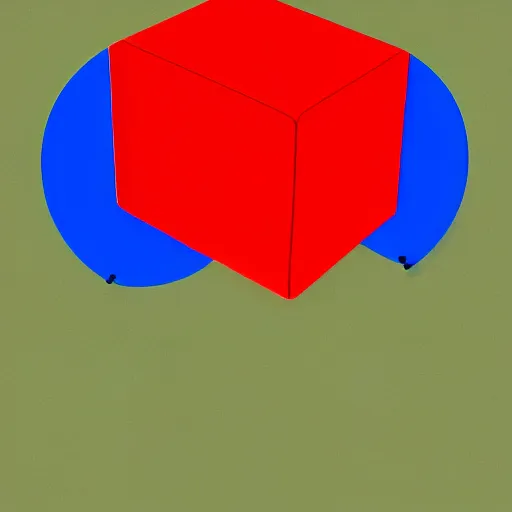 Prompt: red cube on a blue sphere