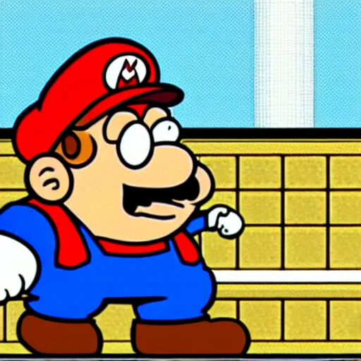 Prompt: peter griffin in super mario bros, nes, gameplay, video game, nintendo,