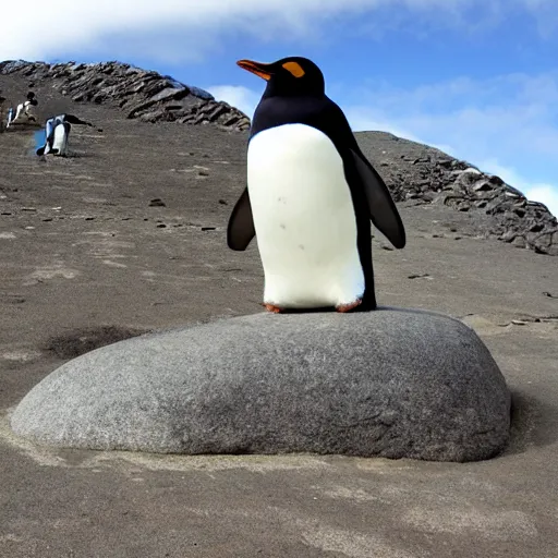 Image similar to “a giant stone statue of a penguin, Antarctica”