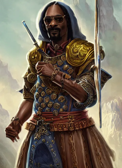 Prompt: snoop dogg as a mage, short beard, grumpy, plate armor, Ivan Aivakovsky, Boris Vallejo, epic fantasy character art, D&D Concept Art, full length, ultra Realistic, Regal, Refined, Detailed Digital Art, Exquisite detail, post-processing, masterpiece, Cinematic Lighting, Unreal Engine, 8k, HD,