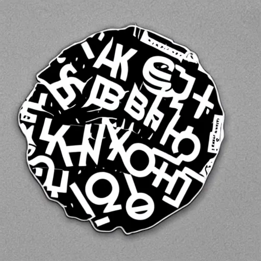 Image similar to black on white graphic design stickers in style of david rudnick, eric hu, acid, y 2 k