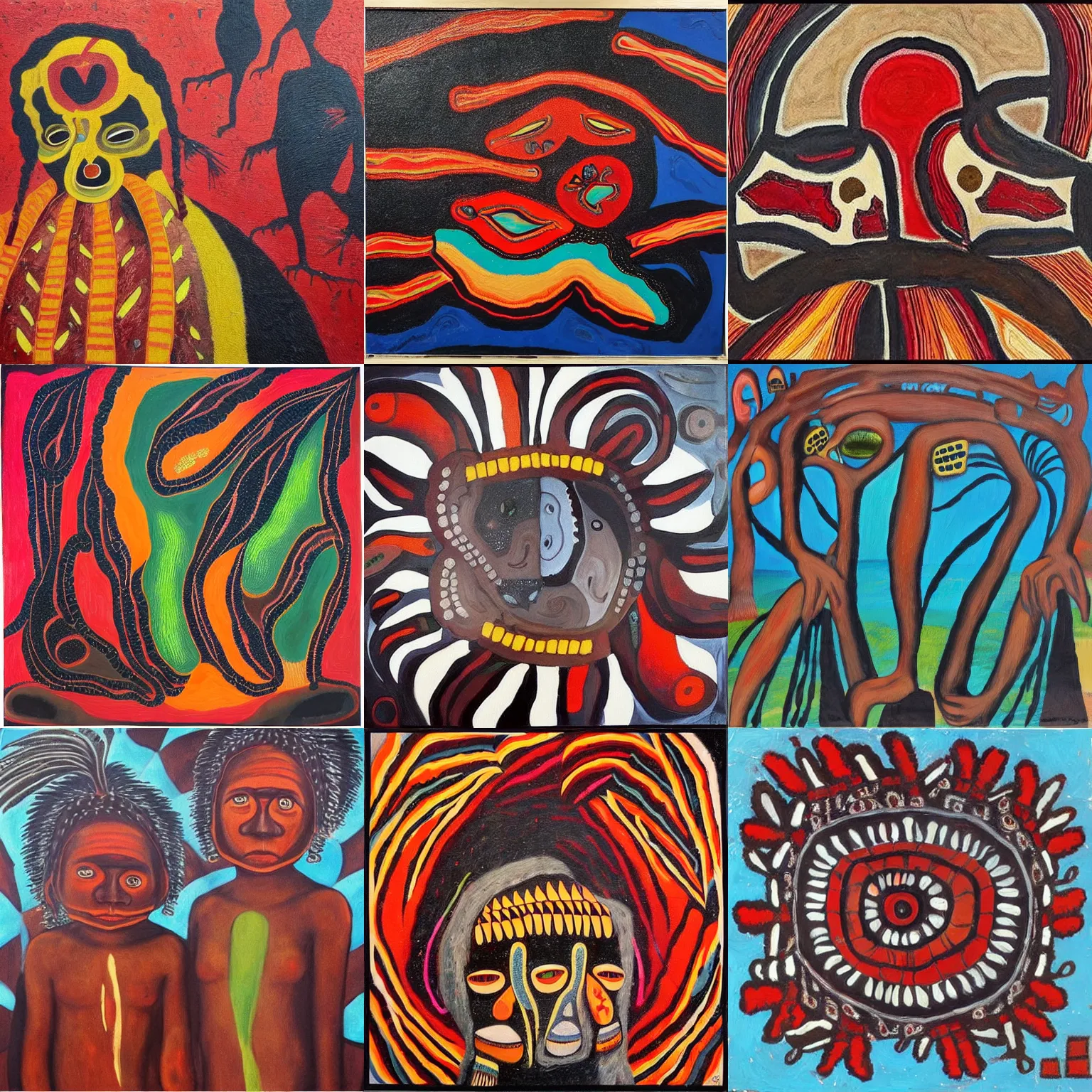 Prompt: “award winning Australian indigenous painting, First Nations”