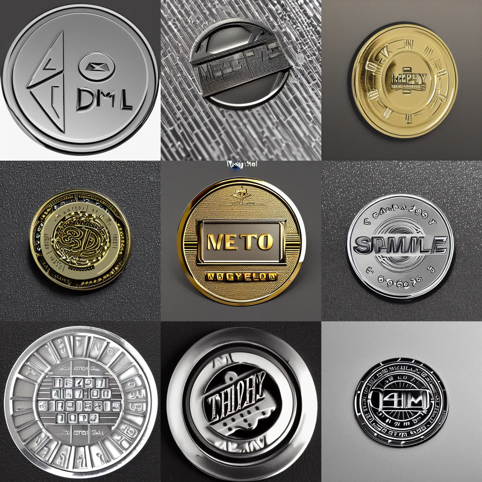 Image similar to a simply designed metal token for a casino, highly detailed, 4k quality photo