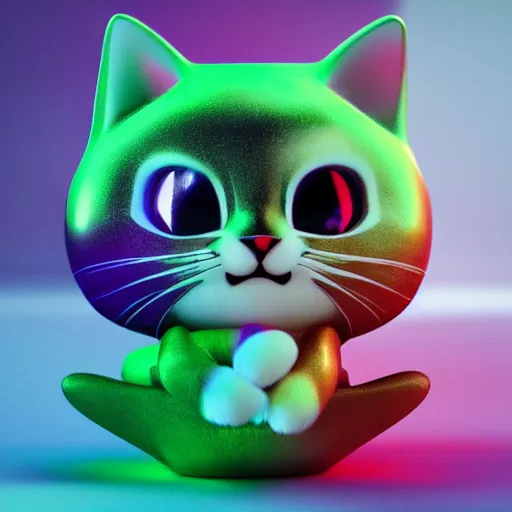 Image similar to chibi cat made from colorful latex - 8 k octane render