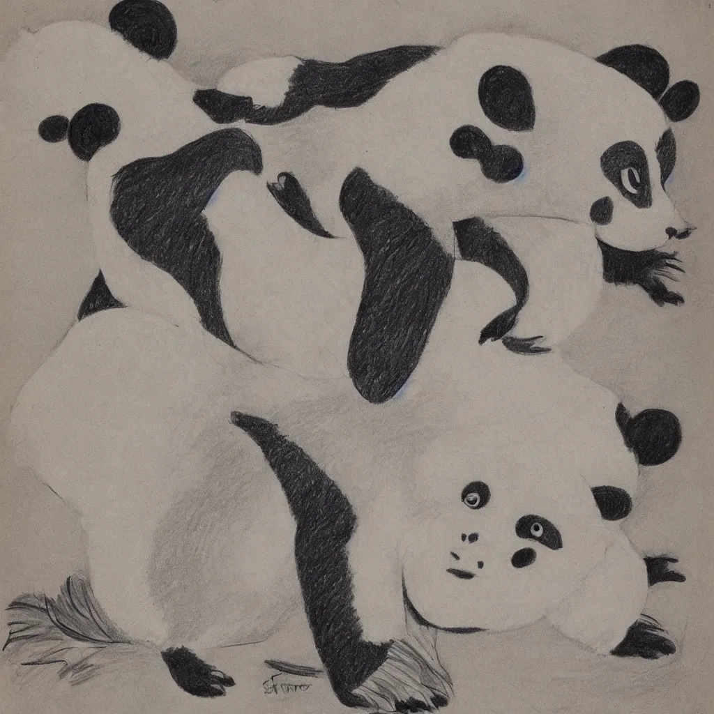 Prompt: drawing from 1 9 2 0's disney animation, monkey polar bear, panda rabbit