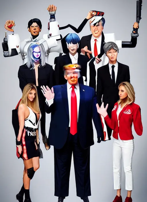 Image similar to donald trump instagram overwatch character photo shoot