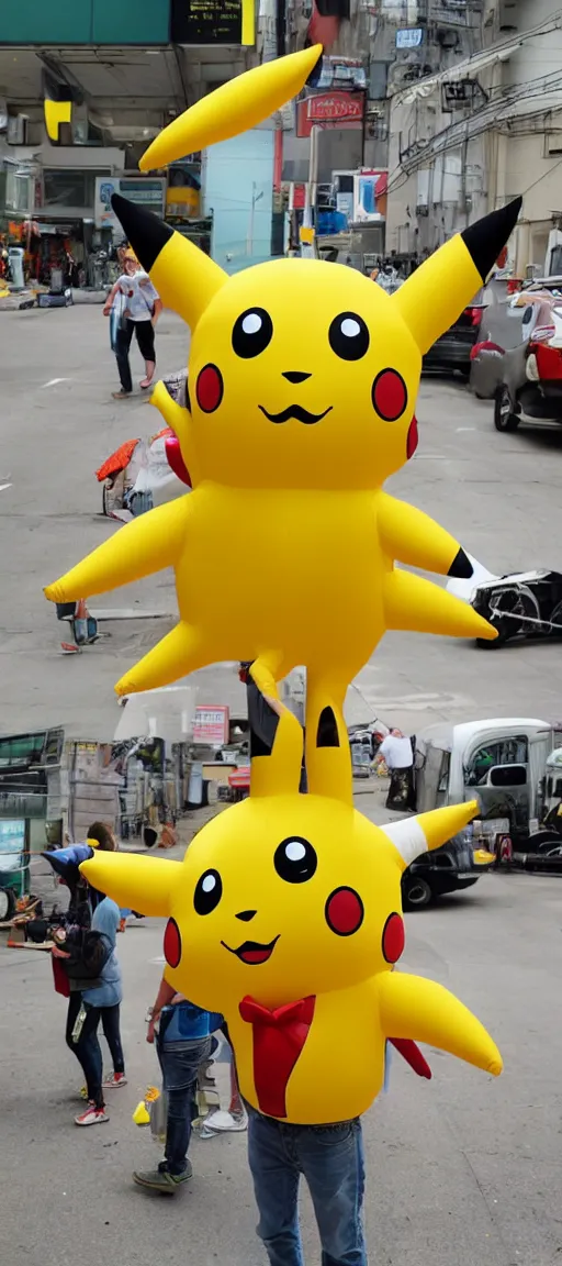Prompt: inflatable pikachu, photo