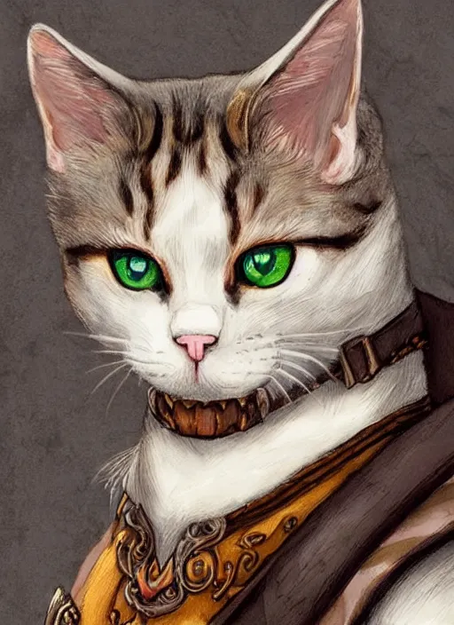 Prompt: a cat portrait as a dnd character fantasy art.