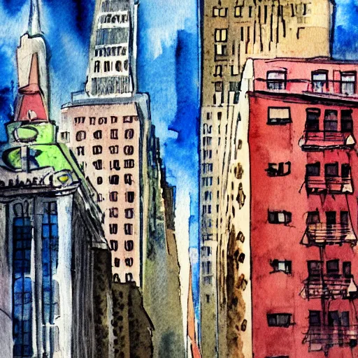 Prompt: new york city, watercolor