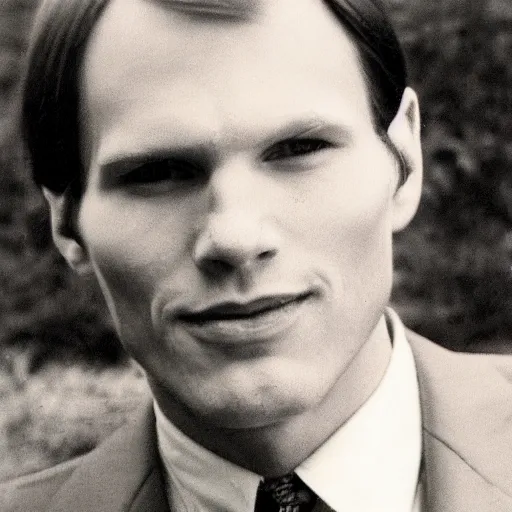 Image similar to A photograph portrait of Jerma985 with short-medium length hair a combover wearing early 1970s menswear in the early 1970s, taken in the early 1970s, grainy, taken on a 1970s Polaroid Camera, realistic, hyperrealistic, very realistic, highly detailed, very detailed, extremely detailed, detailed, digital art, trending on artstation, colorized photo