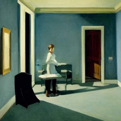 Image similar to painting of a ghost in a living room by Edward hopper