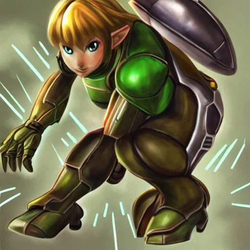 Prompt: concept art of samus aran as link