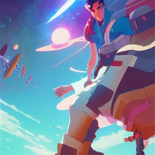 Image similar to hero world space dandy, behance hd by jesper ejsing, by rhads, makoto shinkai and lois van baarle, ilya kuvshinov, rossdraws global illumination