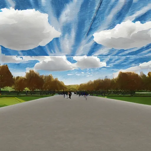 Image similar to Art demo of clouds in four point perspective.