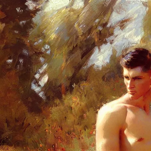 Prompt: a man with a faux hawk haircut, painting by Gaston Bussiere, Craig Mullins