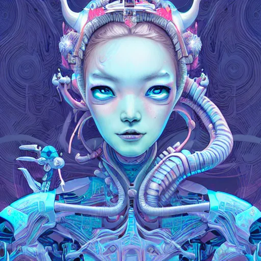 Prompt: ethereal cybernetic alien princess in the mountains, extremely detailed, sharp focus, wide view, smooth, digital illustration, by james jean, by rossdraws, frank franzzeta, sakimichan