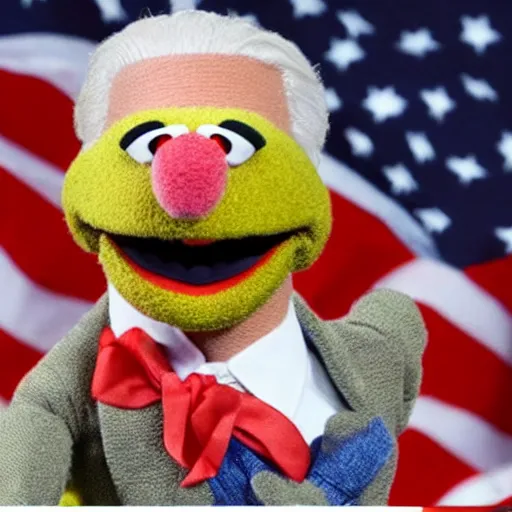 Image similar to muppet like puppet of joe biden,