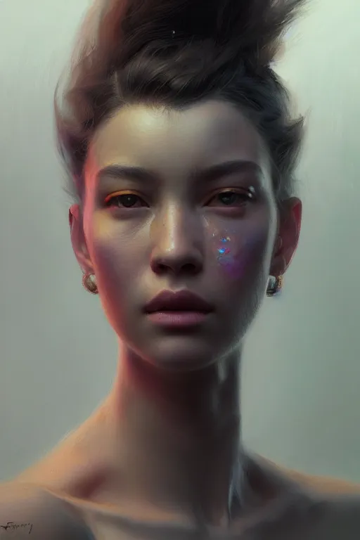 Image similar to ultra detailed close up facial portrait of robyn malcolm, extremely detailed digital painting, in the style of fenghua zhong and ruan jia and jeremy lipking and peter mohrbacher, mystical colors, rim light, beautiful lighting, 8 k, stunning scene, raytracing, octane, trending on artstation