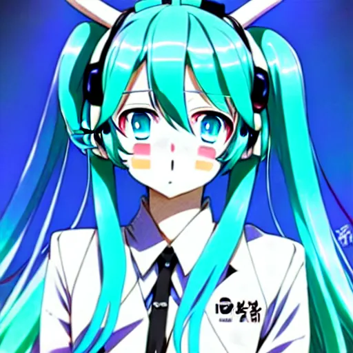 Image similar to hatsune miku v 4 in full growth, anime art, by ixima