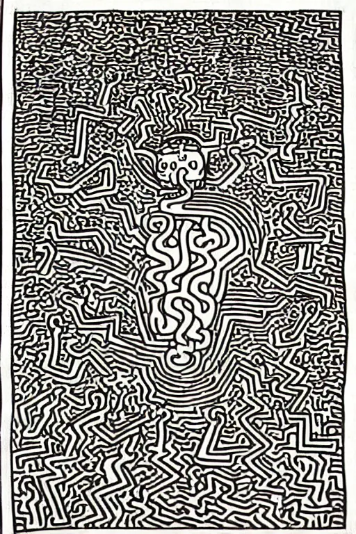 Prompt: junji ito illustration, keith haring