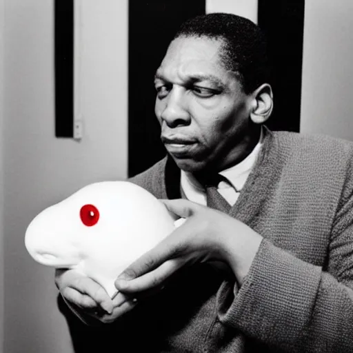 Image similar to john coltrane snuggling a blobfish