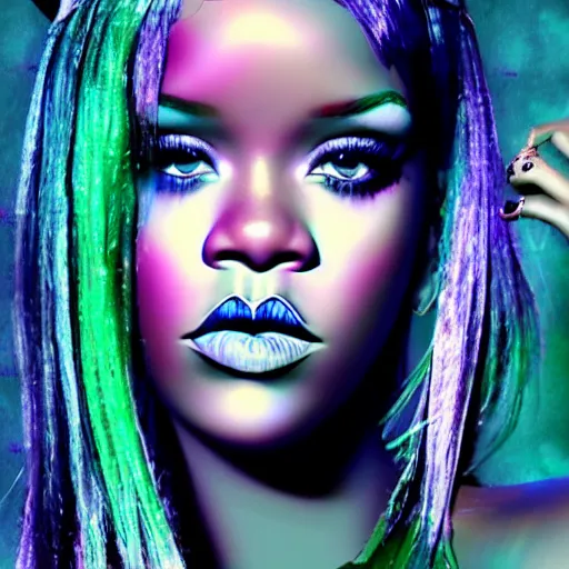 Prompt: rihanna seapunk, creative photo manipulation, creative photoshop, digital art