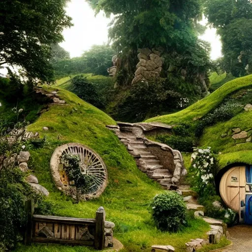 Image similar to The Shire where every hobbit is Joe Biden, photo