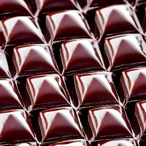 Image similar to dark chocolates shaped like houses, macro photo