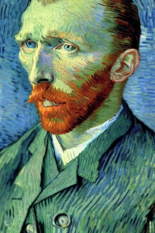 Image similar to an autochrome realistic, supersharp, photographic portrait of vincent van gogh, by thomas russel shallow depth of field