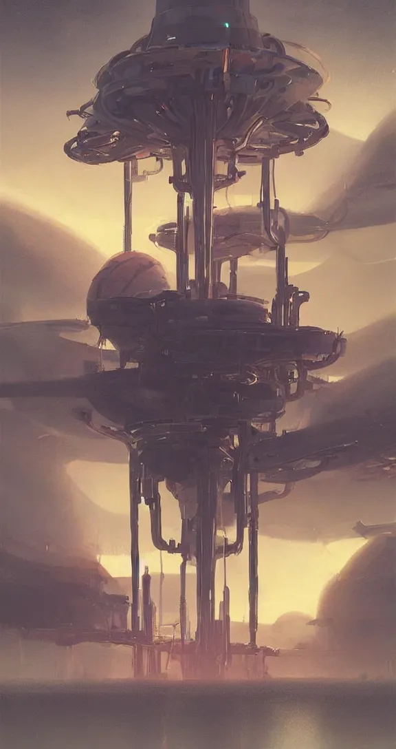 Prompt: complex mechanical starship with long tendrils, lots of hanging cables and wires, messy cords, pouring smoke and oil, sci - fi concept art, by john harris, by simon stalenhag, stunning, award winning