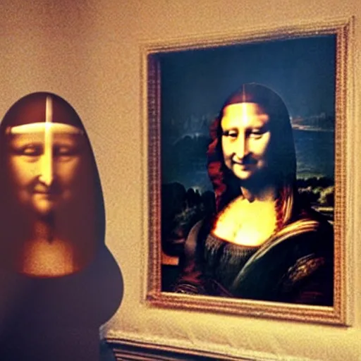 Image similar to monalisa smiling for a selfie