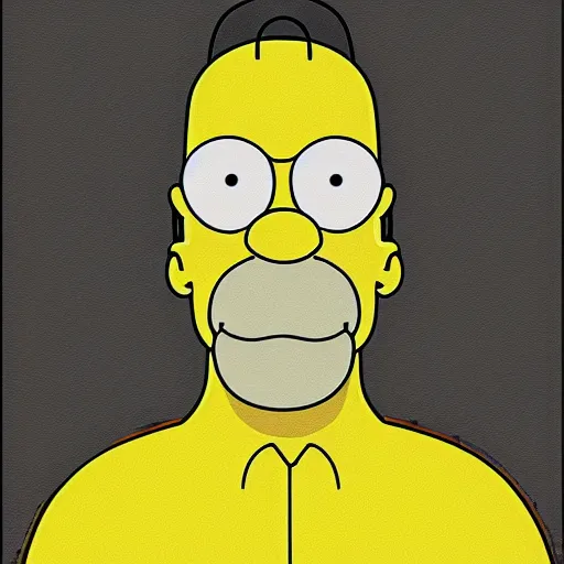 Image similar to full view of homer simpson from serial experiments lain, textured, hair, style of yoshii chie and hikari shimoda and martine johanna, highly detailed, realistic, real life