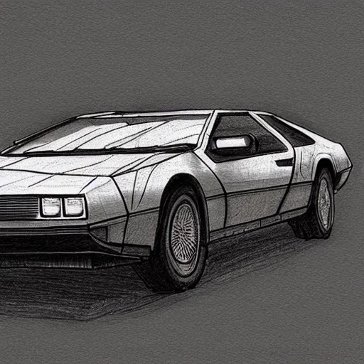 Prompt: dmc delorean car in style of leonardo da vinci sketch diagram