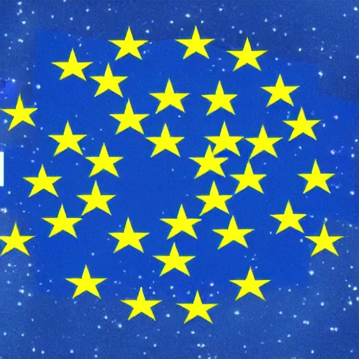 Image similar to the eu flag but the stars are replaced with crowns