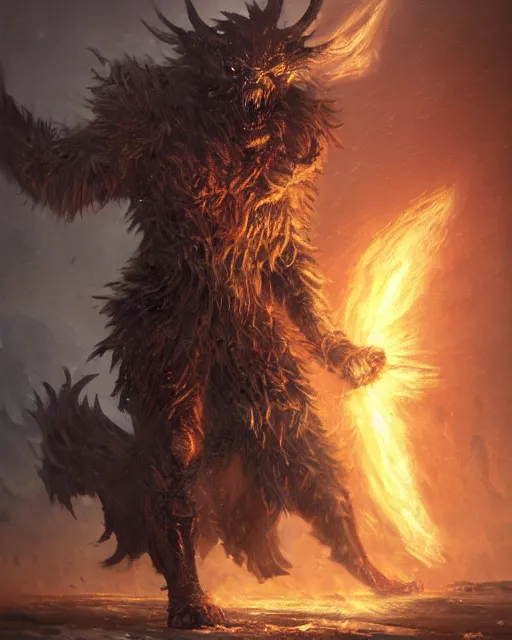 Image similar to oil painting of Angry Anthropomorphized Void Berserker, wearing fur armor, claws, sharp focus, attack pose, fantasy style, octane render, volumetric lighting, 8k high definition, by greg rutkowski, highly detailed, trending on art Station, magic the gathering artwork, burning Battlefield background, centered