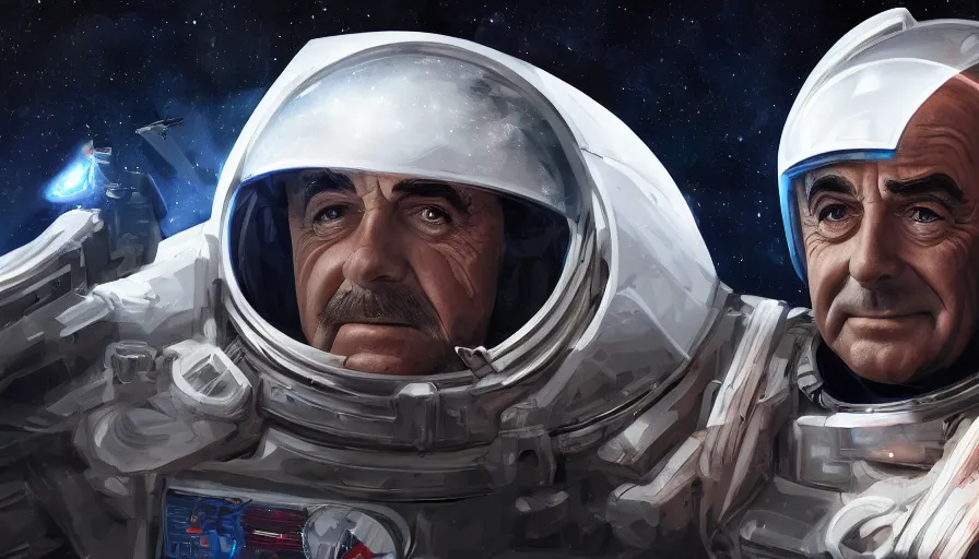 Prompt: Digital painting of Sean Connery as space commander, hyperdetailed, artstation, cgsociety, 8k