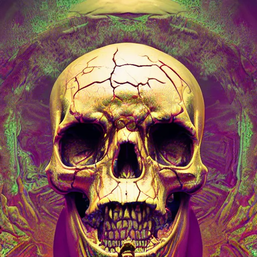 Image similar to portrait_of_a_melting_skull._intricate_abstract._psychedelic_liquod_embossed_intricate_artwork._by_Tooth_Wu_wlop_beeple_dan_mumford._octane_render_trending_on_artstat