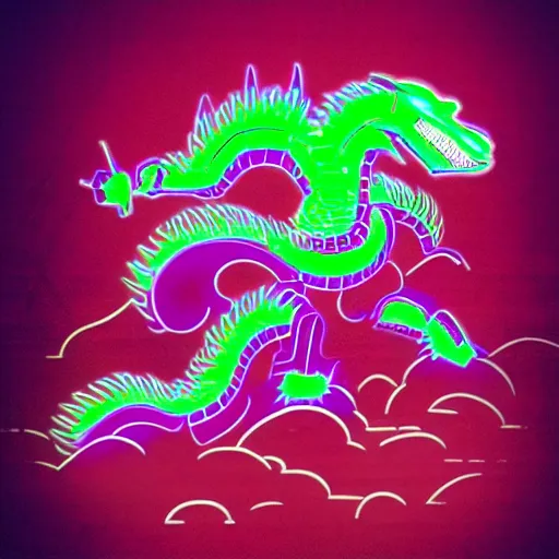 Prompt: japanese robot dragon asian neon retro 8 0 s style